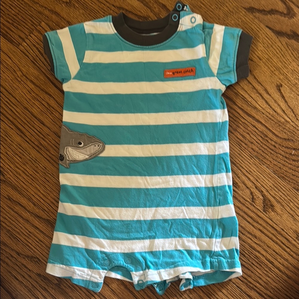 Carter's Teal and White Baby Romper